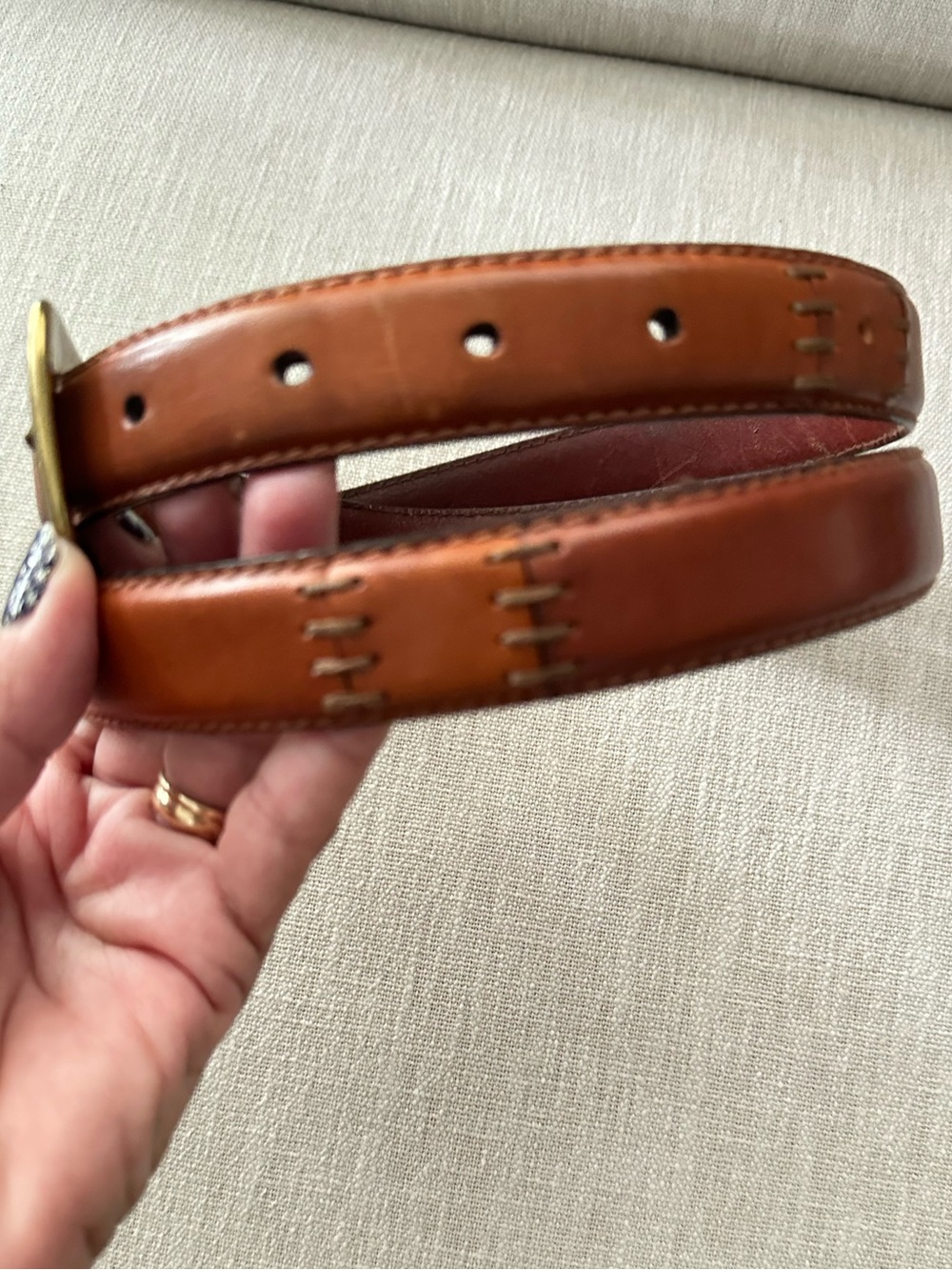 Fossil Women's Brown Leather Patchwork Belt Large